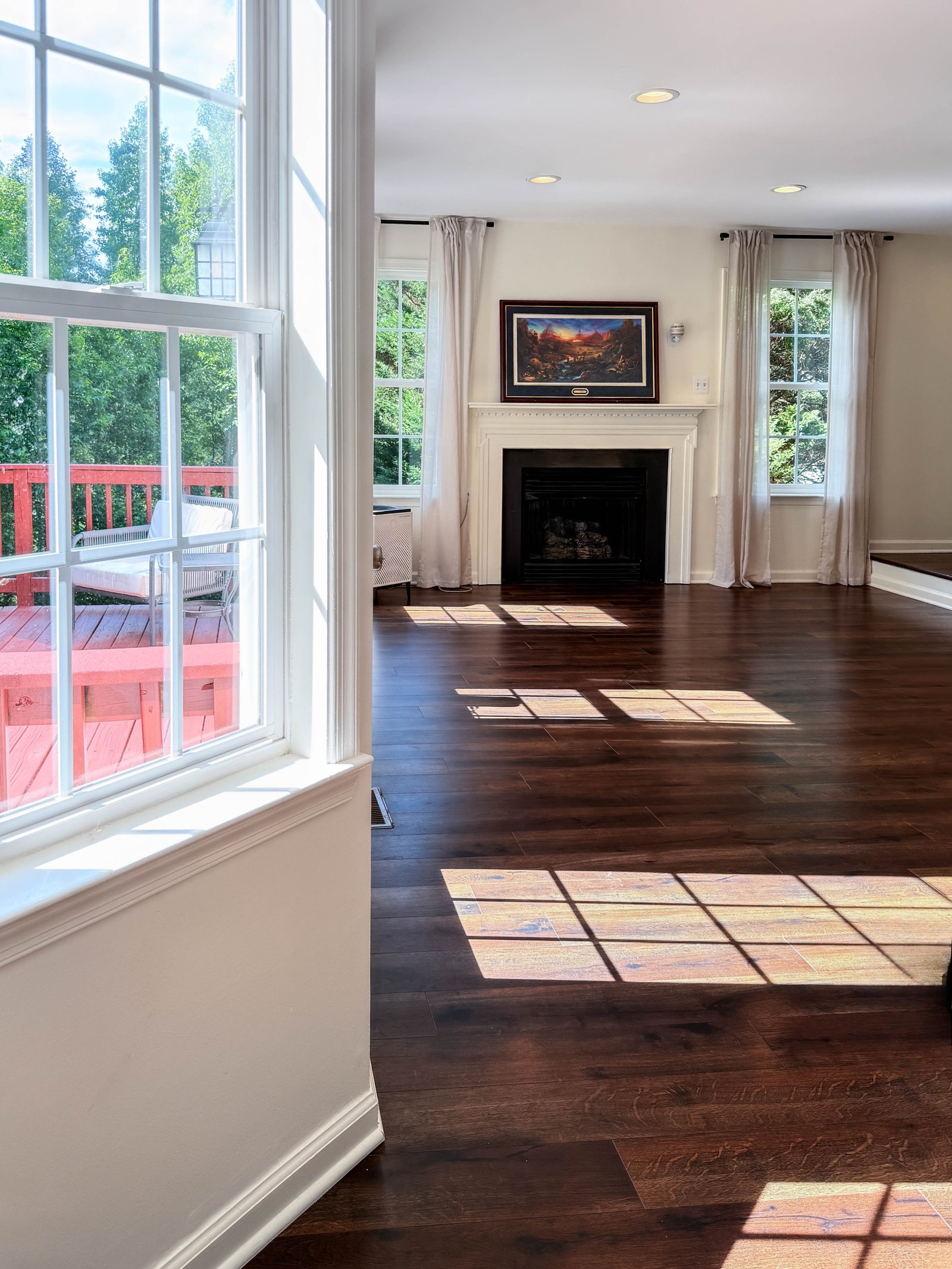 Living room and fireplace